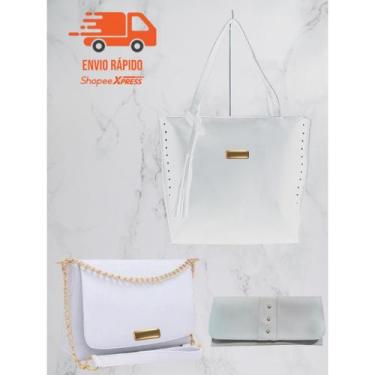 Imagem de Kit 3 Peças Bolsas Femininas Grande Transversal Carteira Barata Moda  