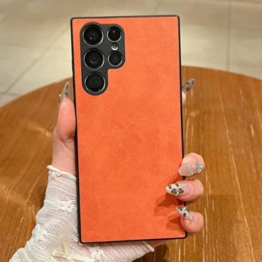 Imagem de Capa de couro de luxo para celular Samsung Galaxy S25ultra S24 S23 S22 S21plus Ultra S23fe A55 A35 A25 A15 (para Samsung Galaxy S24/Laranja)