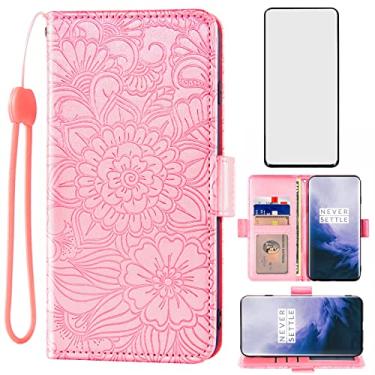 Imagem de Capa carteira compatível com OnePlus 7T Pro OnePlus7TPro 5G Edição Mclaren, protetor de tela de vidro temperado, suporte para cartão, capa de telefone de couro para One Plus 7TPro 1Plus 1 + 1+