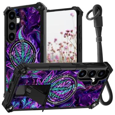 Imagem de Capa para celular Samsung Galaxy A36 5G com alça de pulso e suporte oculto para mulheres e homens capa protetora rígida de policarbonato macio TPU macio resistente à prova de choque para Samsung A36