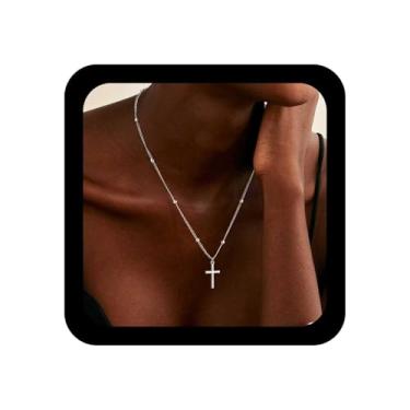 Imagem de Xduargs Colar com pingente de cruz vintage, crucifixo, cruz, gargantilha dourada, corrente satélite, colares religiosos, cristãos, joias para mulheres, Zinco, Sem Pedra Preciosa