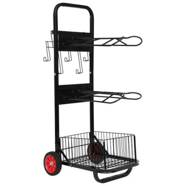 Imagem de Lonsge Suporte de selim resistente de 3 níveis, carrinho de selim com rodas com cesta, carrinho de selim com rodinhas para armazenar, mover suprimentos, organizar e transportar - destacável