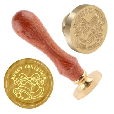 Imagem de Carimbo de lacre de cera de Natal carimbo de vedação de latão e uma alça de madeira carimbos cabeça para cartões de natal convites de festa carta envelope cartões de felicitações presentes