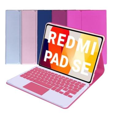 Imagem de Capa Smart Case Com Teclado para Redmi Pad SE 11'' – Teclado ABNT2 com Touchpad, Conexão Bluetooth, Capa Magnética Suporte, Couro PU (Rosa-claro, Redmi Pad SE 11'')