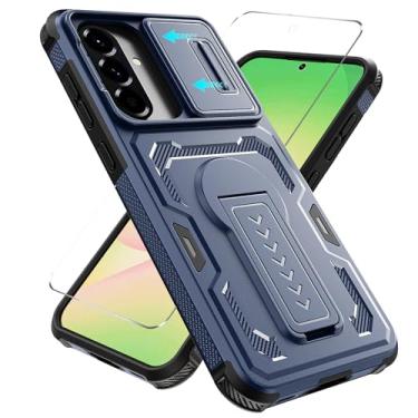 Imagem de Yznoek Capa para Galaxy A36 5G, protetor de tela, camada dupla resistente à prova de choque resistente com suporte e câmera deslizante compatível com Samsung Galaxy A36 5G (azul marinho)