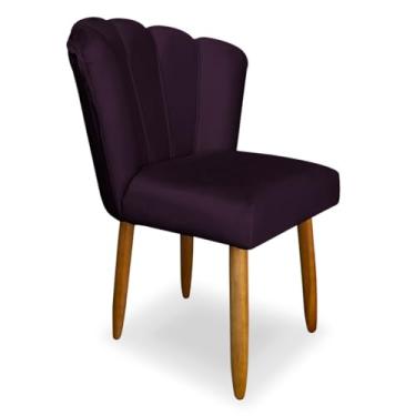 Imagem de Cadeira Pétala Decorativa em Veludo Premium com Pés Palito | Design Elegante para Sala, Quarto e Escritório(Roxo)