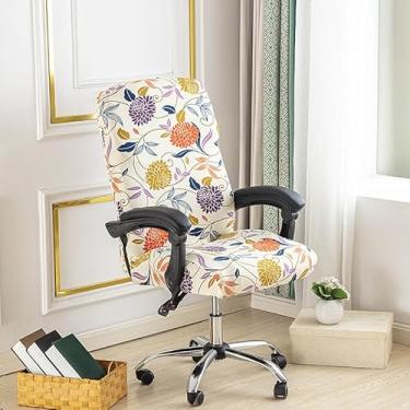 Imagem de BSYMDH Capas de cadeira de escritório elásticas duráveis com zíper elástico para computador mesa de computador capa para cadeira de computador capa para cadeira de jogos universal capas de cadeira