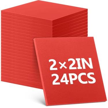 Imagem de Maitys 24 folhas de carimbo de borracha para máquina de gravação a laser, almofadas de borracha macia de 2,3 mm x 5 cm x 5 cm para cortador de máquina de gravação, material de blocos de entalhe a