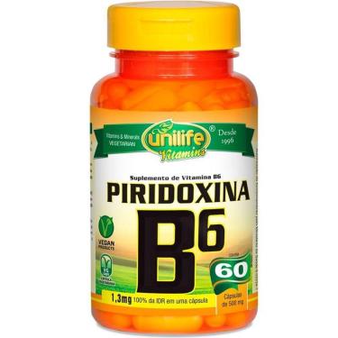 Imagem de Vitamina B6 Piridoxina 60 Cápsulas Unilife