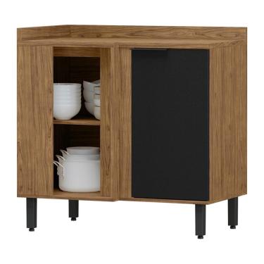 Imagem de Balcao De Canto Reto Mdf 98 Cm Tosc Bt004 Freijo Nero Mxm Freijo Nero