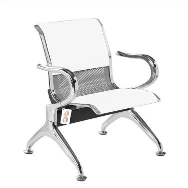 Imagem de Cadeira Longarina Com Est Cromada 1 Lugar Colors Branco