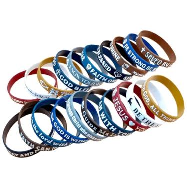 Imagem de Pulseiras de silicone das escrituras a granel, pulseiras inspiradoras multicoloridas com versículos bíblicos para eventos religiosos e igrejas