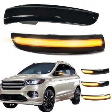 Imagem de HAHLOMEI Luminária de seta de LED dinâmica sequencial, espelho lateral, acessórios para lâmpadas compatíveis com Ford Escape Ecosport 2013-2018, 2012-2018 Focus ST SE RS, C-Max 2013-2017