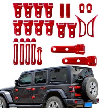 Imagem de ETL INDUSTRIES Kit de acabamento de decoração externa de 23 peças para Jeep Wrangler JL JLU 2018-2023, maçaneta da porta traseira do capô do motor dobradiça do capô da roda da sobrancelha tampa de