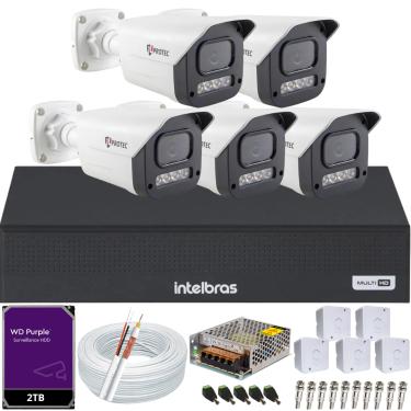 Imagem de Kit 5 Câmeras Full Color C/Áudio Dvr Intelbras 8ch 2TB Purple
