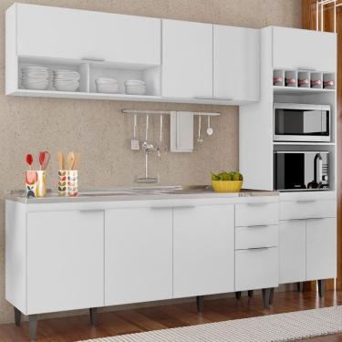 Imagem de Armário De Cozinha Cp02 Com Pia 180cm Pérola Z34 Branco - Mpozenato