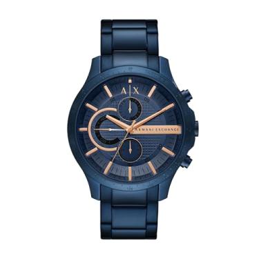 Imagem de A|X Armani Exchange Relógio cronógrafo masculino; relógio masculino com pulseira de couro, aço inoxidável ou silicone, Azul/rosa, Moderno
