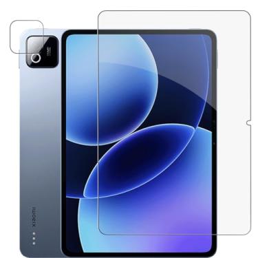 Imagem de KONXISA Pacote com 1 protetor de tela para tablet Xiaomi Pad 8, protetor de tela de vidro temperado para tablet, 9 durezas, HD transparente, antiarranhões, sem bolhas, com película para lente