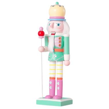 Imagem de Decorações de Natal, enfeites de quebra-nozes, bonecos de madeira quebra-nozes de 25 cm, presente festivo colecionável de quebra-nozes para mesa, lareira e decoração de Natal, verde