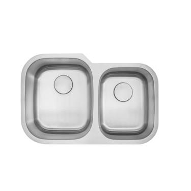 Imagem de Pia de cozinha de tigela dupla de 81 cm – aço inoxidável calibre 18, níquel cromado 18/8, almofadas de proteção de som, isolamento profissional, acabamento acetinado, ralo de 8,9 cm, serve para