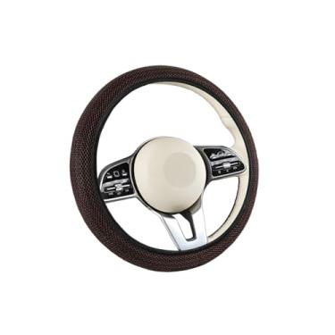 Imagem de Sandfren Capa elástica para volante de carro, protetor de volante macio e respirável de seda gelo, acessórios internos automotivos antiderrapantes, universal para sedã, caminhão, van (café)