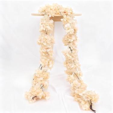 Imagem de 230 cm Flores de cerejeira artificiais de ratã decoração de arco de casamento guirlanda de trepadeira simulação de flores de seda decoração de festa em casa (champanhe)