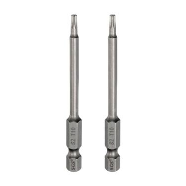 Imagem de HARFINGTON 2 peças de chave de fenda Torx T10, haste sextavada, 75 mm, ponta magnética, sem furo, à prova de adulteração, 6 pontas, estrela de 6 pontas, chaves de fenda industriais de aço S2