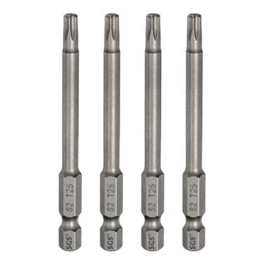 Imagem de HARFINGTON 4 peças de chave de fenda Torx T25, haste sextavada, 75 mm, ponta magnética, sem furo, à prova de adulteração, 6 pontas, estrela de 6 pontas, chaves de fenda industriais de aço S2