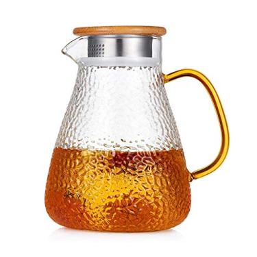 Imagem de Jarros de filtro, jarros, jarro de água fria, jarro de vidro resistente ao calor, casa, jarro de suco doméstico, jarro multiuso, melhor presente 1600 ml (cor: tamanho transparente: 14 * 20 * 10 cm)