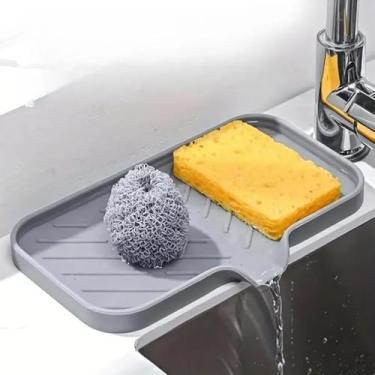 Imagem de 1 rack de armazenamento de porta-copos de silicone cinza pequeno - tapete de sabão de drenagem impermeável, ideal para vaso sanitário e banheiro, uso na cozinha