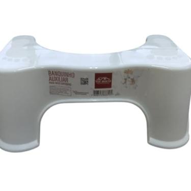 Imagem de Banquinho Auxiliar para Vaso Sanitário, Plástico Branco, Ergonômico, Anatômico, 17x22,5x39cm, Antiderrapante, para Adultos e Idosos