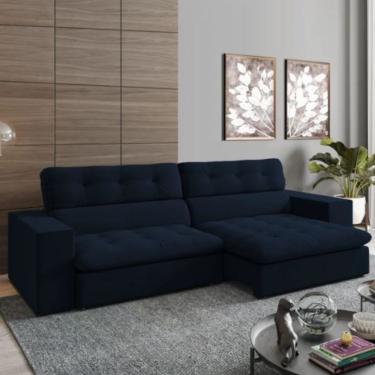Imagem de Sofá 4 Lugares Valente Retrátil / Reclinável - élpis Móveis Azul