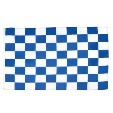 Imagem de AZ FLAG - Bandeira xadrez azul e branca - 9 x 1,5 m - Faixa de corrida xadrez de poliéster 100D com dois ilhós de metal - Resistente ao desbotamento - Cores vivas - 90 cm x 1,5 m - 150 x 90 cm