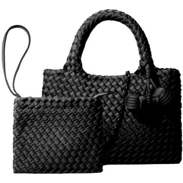 Imagem de OUYGZOU Bolsa feminina de tecido com bolsa de moedas, bolsa transversal pequena de corrente dobrável, bolsa de ombro moderna, bolsa Hobo, Witch Black