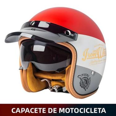 Imagem de Capacete Retro 3/4 Com Visor Para Motociclismo E Pedalismo - others, B