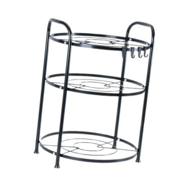 Imagem de IEUDNS Organizador de panelas e frigideiras, prateleira de cozinha, multicamadas de metal, redonda, para armário, escorredor de panelas, despensa, 3 Níveis