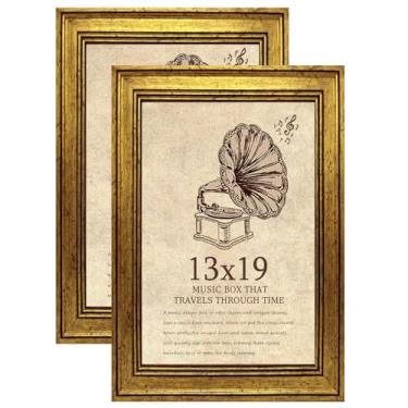 Imagem de TKYGU Porta-retrato de 33 x 48 cm com vidro verdadeiro, conjunto de 2 molduras vintage - Molduras de estilo antigo para parede - Moldura ornamentada para escritório ou decoração de casa em ouro