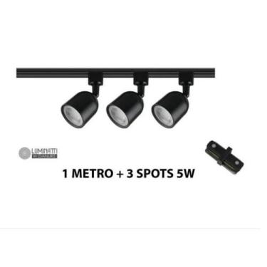 Imagem de Kit Trilho Com 3 Spot 5W 3000K Bivolt Preto - Luminatti