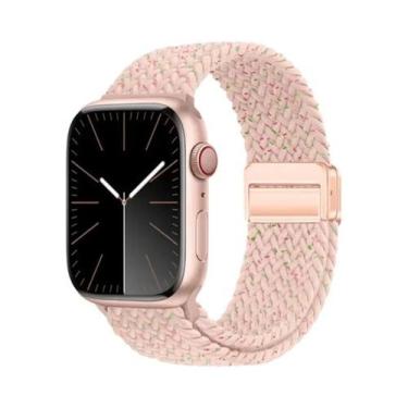 Imagem de Pulseira De Nylon Trançada Para Apple Watch, Bracelete Magnético Compa