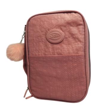 Imagem de Estojo Material Escolar Premium Rosa Pompom Organização Caneta Lápis Volta as Aulas Tendência Menina