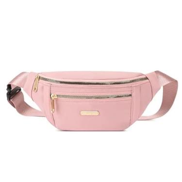 Imagem de Bolsa de cintura esportiva para mulheres, bolsa transversal de nylon multicamadas, pochete moderna para mulheres, rosa, One Size, uso diário