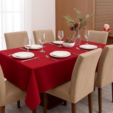 Imagem de Toalha de Mesa Retangular Oxford Lisa 8 Lugares 2,50x1,40m – Ideal para Natal, Ano Novo e Festas - Vermelho