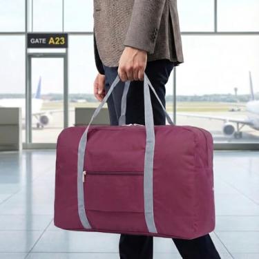 Imagem de Bolsa de viagem leve e dobrável – Mala de mão compacta para viagens noturnas, bolsa unissex para fim de semana, Vinho tinto, Esportes