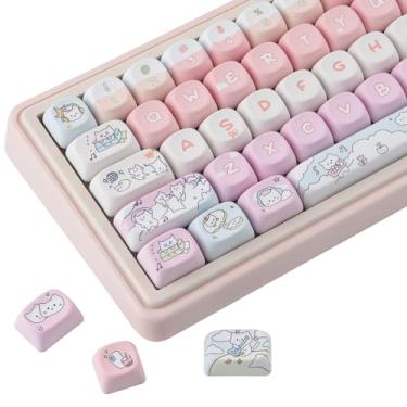 Imagem de Sunzit Teclas de perfil MOA, 134 teclas Rock Kitten PBT, teclas personalizadas de sublimação de tinta 60 65 75 100 por cento para interruptores MX de teclado mecânico