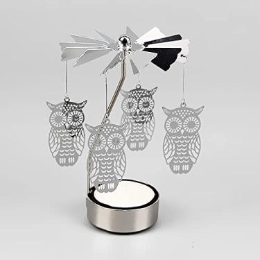 Imagem de Castiçais prateados rotativos românticos giratórios carrossel luz de chá suporte de vela jantar bar casamento festa O