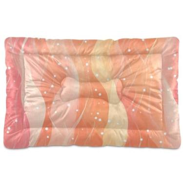 Imagem de Wassud Cama de cachorro Orange Wave para cães grandes, tapete lavável para animais de estimação, cama de gato para dormir, viagens 91 x 61 cm