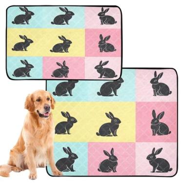 Imagem de CEBUGI Almofadas de xixi laváveis para cães, pacote com 3, almofadas impermeáveis para filhotes de cachorro, antiderrapante, à prova de vazamento, para cama de cercadinho, silhueta de coelho