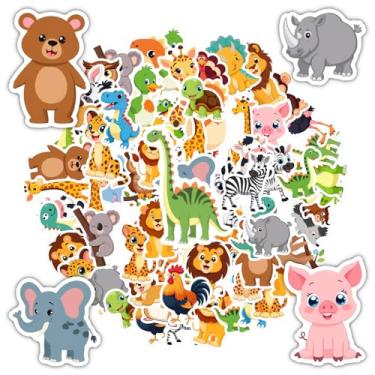 Imagem de 50pcs Cute Animal Stickers for Kids Assorted Animal Water Bottle Stickers Kids Waterproof Vinyl Toddler Stickers for for Laptop Scrapbook Suitcase Toys Animal Party Decor Ideal Gifts for Boy Girl Teen