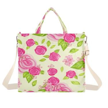 Imagem de CEBUGI Roses Bolsa feminina bolsa de mão com alça de ombro ajustável para trabalho, faculdade, viagem, P, A48, Medium