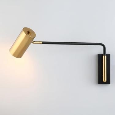 Imagem de Luminária de parede LED recarregável sem fio, sem necessidade de conexão à energia, ajustável, estilo vintage, para leitura, luminária de cabeceira giratória para ambientes internos com cont